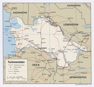 Political map of Turkmenistan